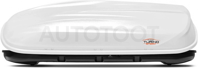 480л Бокс-багажник на крышу Аэродинамический Белый "Turino Sport" ДВУСТОРОННЕЕ открывание