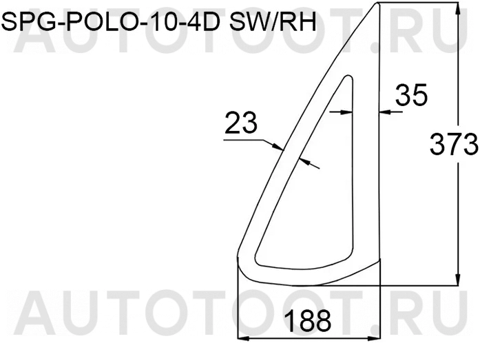 Стекло форточки (уголок) задней правой двери -  для VOLKSWAGEN POLO