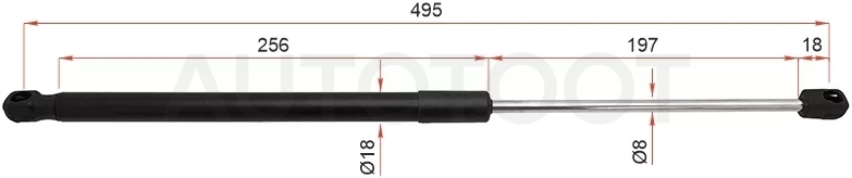 Амортизатор крышки багажника Mitsubishi Outlander 05-12 / Citroen C-Crosser 07-12 / Peugeot 4007 07-14 (Справа=Слева)
