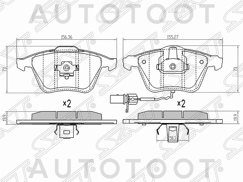 Колодки тормозные передние -ST1K0698151B Sat для SKODA SUPERB, SKODA YETI