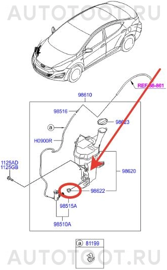 Кольцо уплотнительное насоса стеклоомывателя -  для HYUNDAI ELANTRA, HYUNDAI GENESIS, HYUNDAI H1, HYUNDAI i40, HYUNDAI SANTA FE, KIA CERATO, KIA RIO, KIA SORENTO, KIA SOUL, HYUNDAI I30, HYUNDAI TUCSON