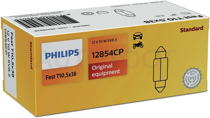 Лампа C10W Philips Vision 12V 10W SV8,5 CP - Артикул 12854CP - Производитель Philips - Фото, Отзывы, Цены