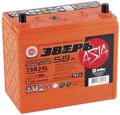 Аккумулятор ЗВЕРЬ 58Ah 600A обратная полярность(-+)