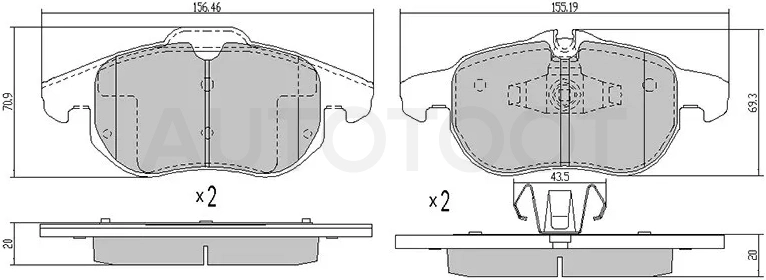 Колодки тормозные (Спереди) Citroen C5 08-17 / Opel Astra 04-13 / Corsa 06-11 / Zafira 05-14 / Fiat Croma 05-07 / Opel Signum 03-05 / Vectra 02-08
