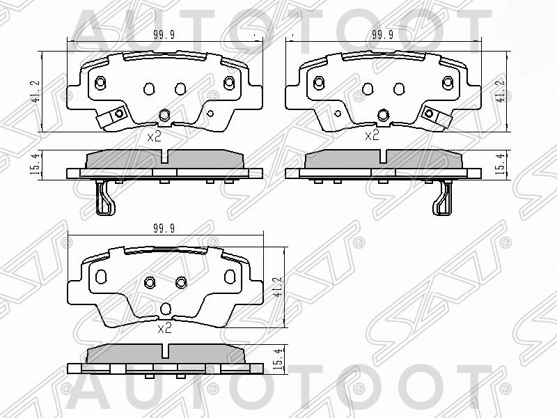 Колодки тормозные задние  (под дисковые тормоза) -ST58302H5A00 Sat для HYUNDAI SOLARIS, KIA RIO