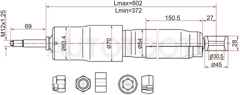 Амортизатор Toyota Land Cruiser (J100,J80) 89-07 / Land Cruiser Cygnus 98-07 (Сзади/ Справа=Слева)