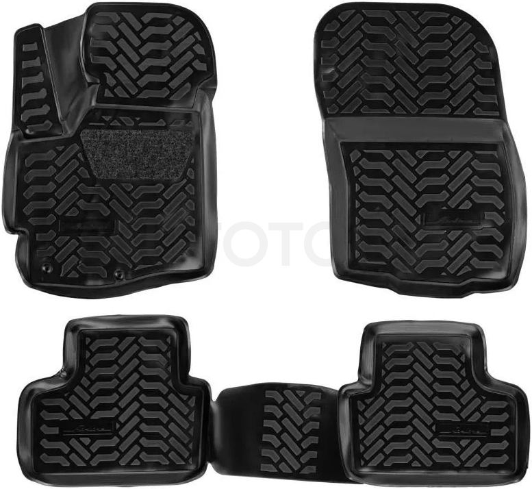 Ковры для Mitsubishi ASX (10-), 4 шт., выс. борт, 3D с подпятником, ТЭП, черн.