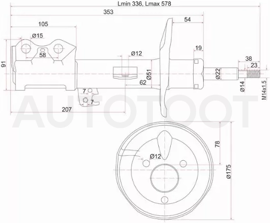 Стойка передняя Toyota Corolla Fielder (E140) 06-12 / Corolla Axio (E140) 06-12