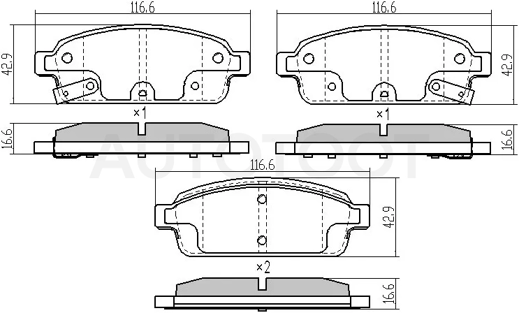 Колодки тормозные (Сзади) Chevrolet Aveo 16- / Cruze 09-15 / Opel Astra 09-15 / Mokka 12-19 / Zafira 11-16 / Chevrolet Orlando 11-15 / Tracker 13-15 / Opel Ampera 11-16 / Astra GTC 09-15 / Cascada 13-19