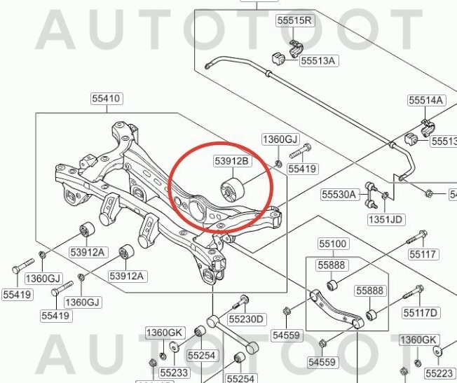 Сайлентблок задней балки 4WD -ST217722S000 Sat для KIA SPORTAGE