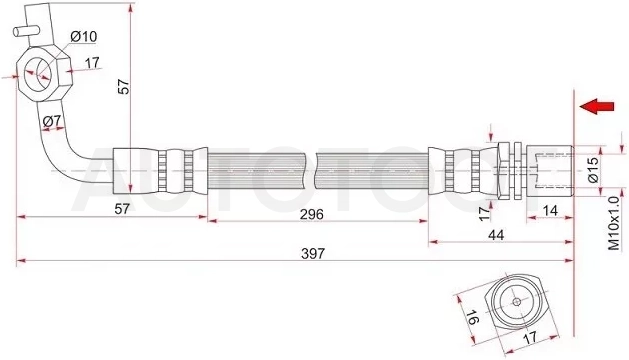 Шланг тормозной передний (Таиланд) TOYOTA HIACE/REGIUSACE 89-03 RH - Артикул ST9094702590 - Производитель Sat - Фото, Отзывы, Цены