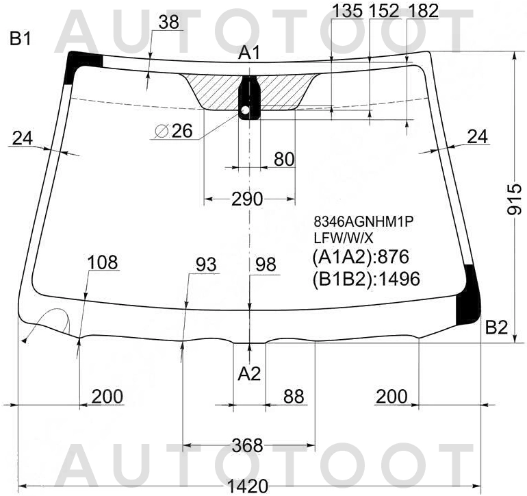 Стекло лобовое с обогревом в клей -  для TOYOTA AVENSIS