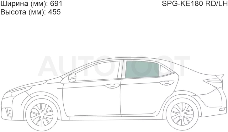 Стекло боковое опускное (Сзади/ Слева/ Цвет зеленый) Toyota Corolla (E180) 12-19