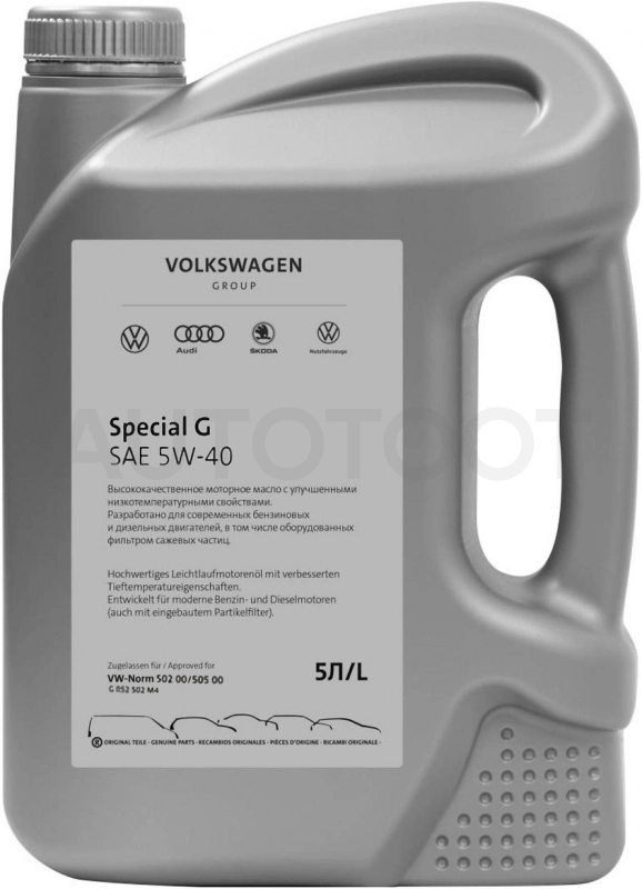 Масло моторное синтетическое 5W-40 VAG Special G 5л - Артикул GR52502M4 - Производитель Vag - Фото, Отзывы, Цены