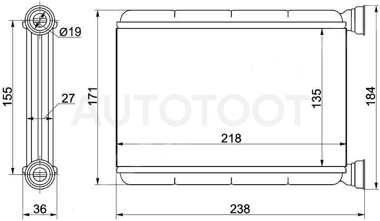 Радиатор отопителя -STTY783950 Sat для TOYOTA LITE ACE NOAH