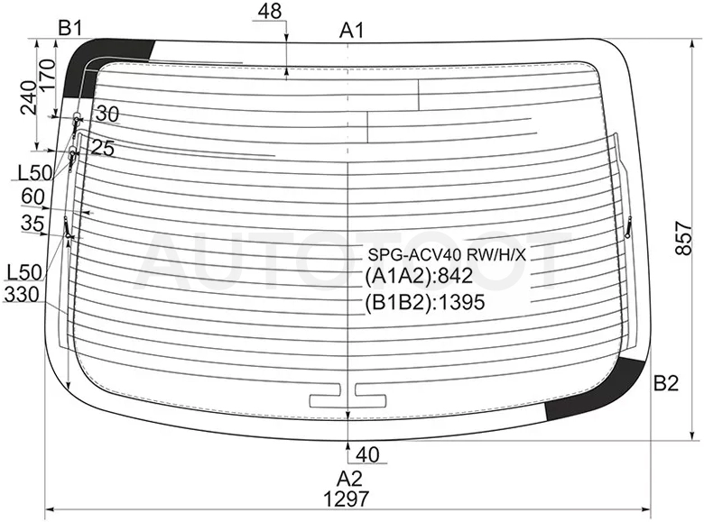 Стекло заднее (Цвет зеленый/ Обогрев/ Антенна) Toyota Camry (XV40) 06-11 / Aurion 06-12