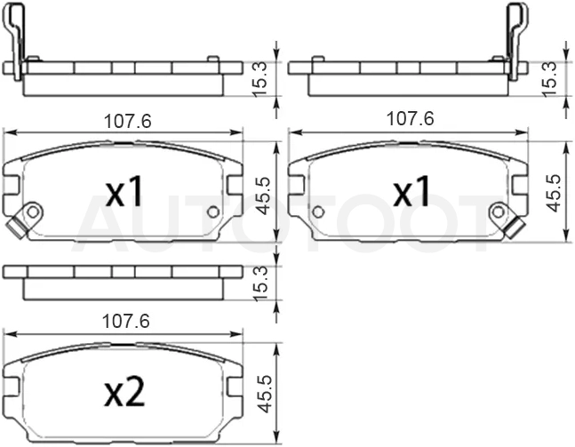 Колодки тормозные (Сзади) Mitsubishi Lancer 92-08 / Chariot 83-91 / Chariot Grandis 97-03 / Emeraude 92-96