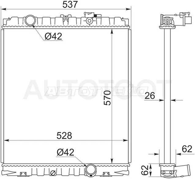 Радиатор Hyundai County 98-08 / HD72 99-18 - Артикул HY0017 - Производитель Sat - Фото, Отзывы, Цены