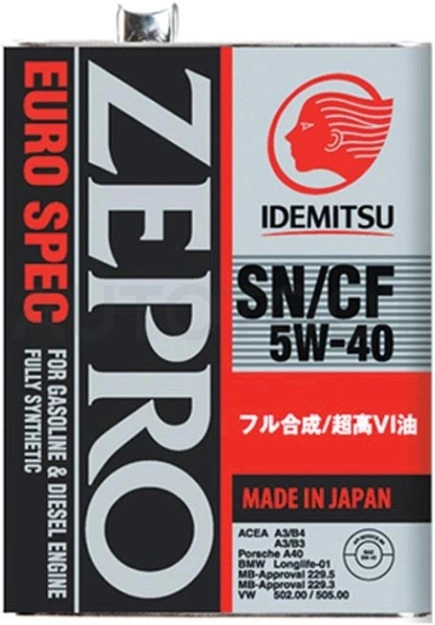 Масло моторное синтетическое IDEMITSU ZEPRO EURO SPEC 5W-40 SN/CF 4л