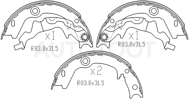 Колодки тормозные барабанные (Сзади/ Стояночный тормоз) Kia Cerato 08-13 / Rio 05-11