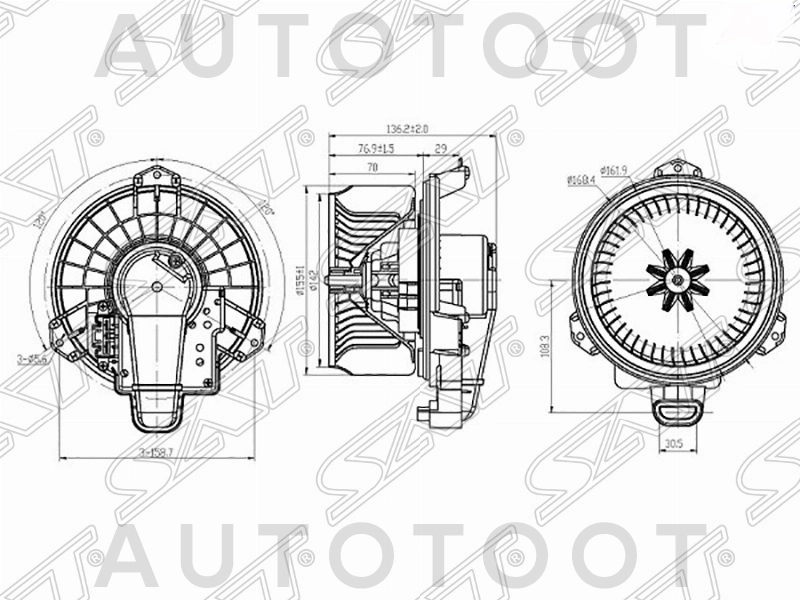 Мотор отопителя (печки) -LFH1920 Luzar для TOYOTA AVENSIS, TOYOTA AURIS, TOYOTA VERSO, TOYOTA RAV4, TOYOTA COROLLA