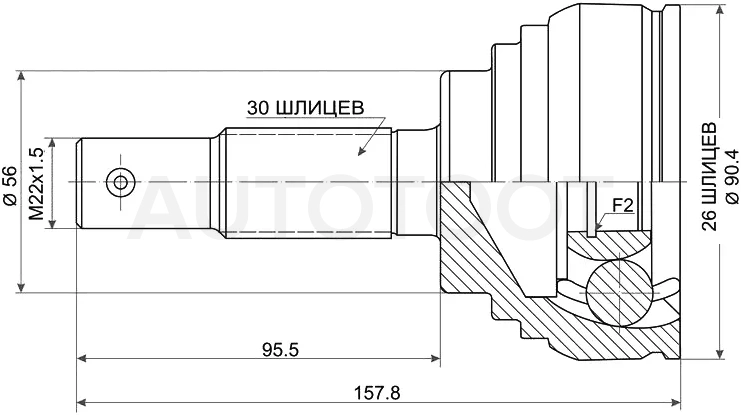 Шрус (Спереди/ Наруж) Lexus RX 03-09 / Toyota Avalon 94-04 - Артикул TO069 - Производитель Hdk - Фото, Отзывы, Цены
