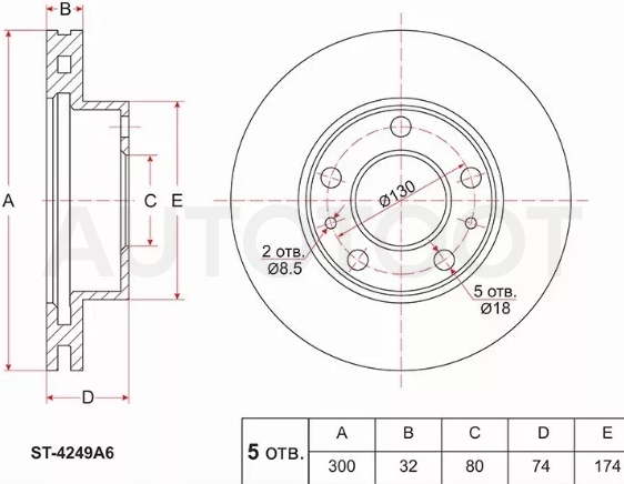 Диск тормозной (Перед) Peugeot Boxer 06- / Citroen Jumper 06- / Fiat Ducato 06