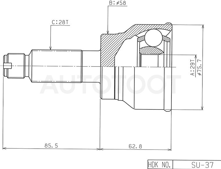 Шрус (Спереди/ Наруж) Suzuki SX4 06-16 / Fiat Sedici 06-11 / Suzuki Swift 07-16