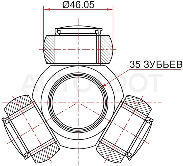 Трипоид внутреннего ШРУСа М/Т (35 шлицев) -0416CW5 Febest для MITSUBISHI LANCER, CITROEN C-CROSSER, MITSUBISHI OUTLANDER, MITSUBISHI DELICA