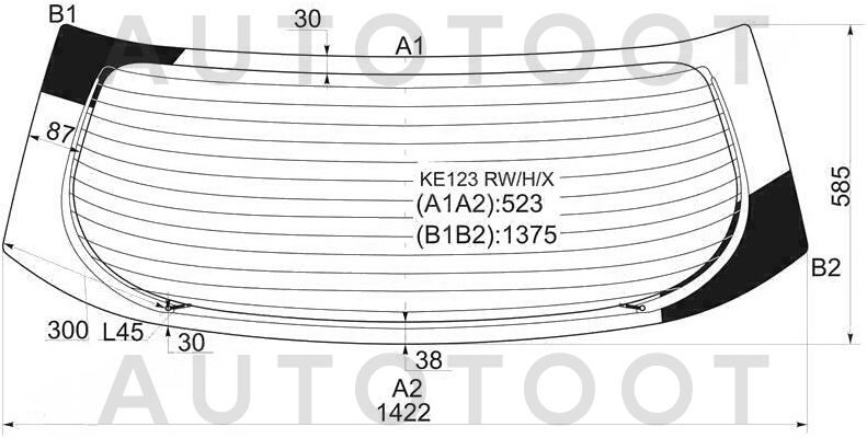 Стекло заднее (крышка багажника) с обогревом -  для TOYOTA ALLEX, TOYOTA COROLLA, TOYOTA RUNX