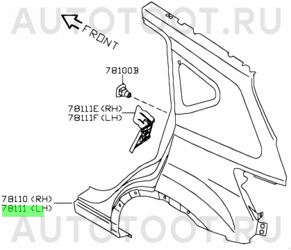 Крыло заднее левое -STDT650642 Sat для NISSAN QASHQAI