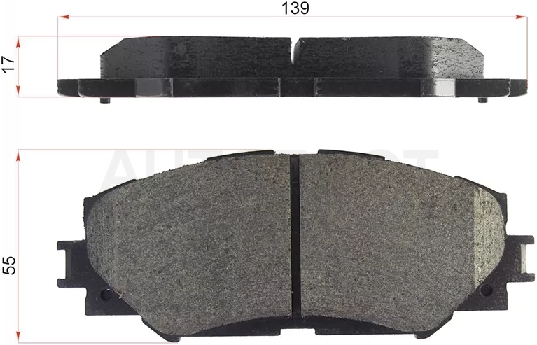 Колодки тормозные (Спереди) Toyota Allion (T260) 07-21 / Corolla (E150,E180,E120) 00-19 / Corolla Fielder (E140) 06-12 / Noah 07-22 / Scion xD 07-14 / Subaru Trezia 10-16 / Toyota Auris 06-18 / Corolla Axio (E140) 06-12 / Corolla Rumion 07-15 / Corolla US