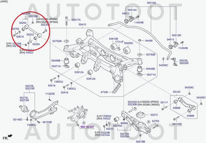 Рычаг задний поперечный верхний левый=правый -ST552502S100 Sat для KIA SPORTAGE, KIA SORENTO, HYUNDAI TUCSON, HYUNDAI IX35, HYUNDAI SANTA FE