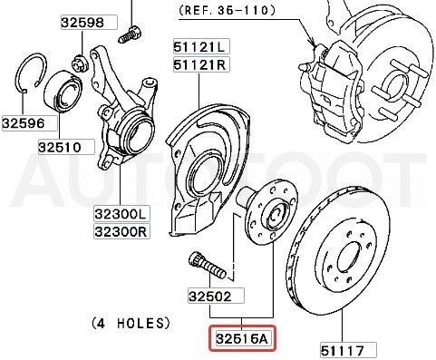 Ступица передняя (4 шпильки) -4215183SX Stellox для MITSUBISHI LANCER