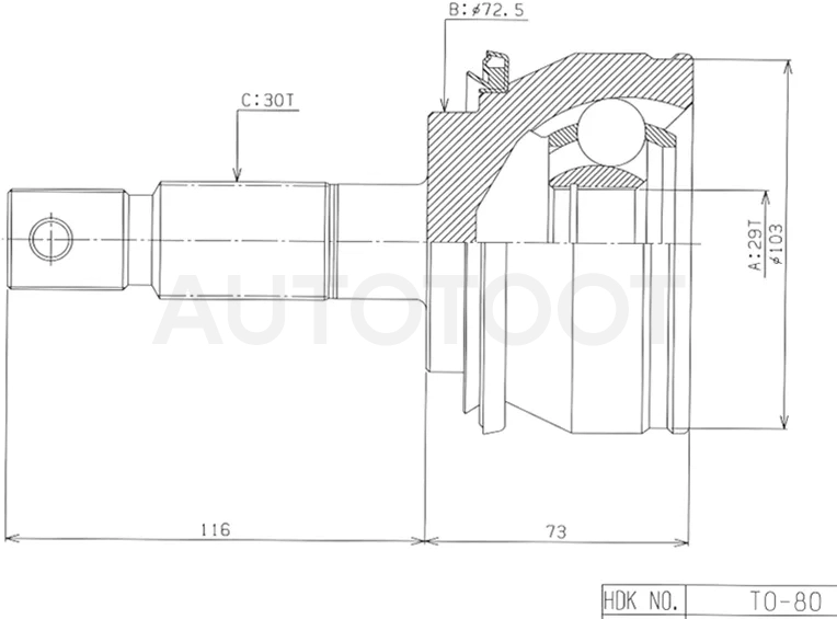 Шрус (Спереди/ Наруж) Toyota Hilux Pick Up 04-20 / Fortuner 04-20 / Lite Ace 85-96 / Town Ace 88-96