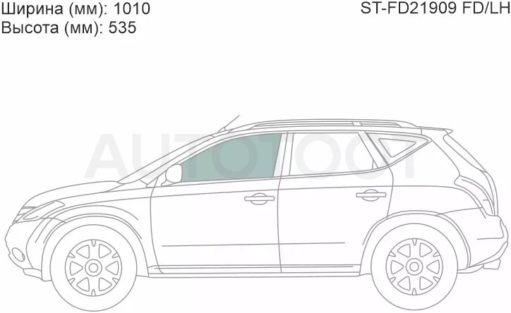 Стекло боковое опускное (Спереди/ Слева/ Цвет зеленый) Nissan Murano 02-08
