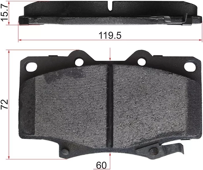 Колодки тормозные (Спереди) Toyota Hilux Pick Up 91-15 / Land Cruiser (J100,J80) 84-07 / Land Cruiser Prado (J90) 96-02 / Lexus LX 95-97 / Toyota 4Runner 89-02 / Fortuner 04-11 / Hilux Surf 89-00