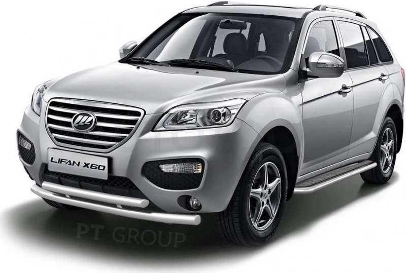 LIFAN X60 2012-2016  Защита переднего бампера двойная Ø63/51мм (НПС) - Артикул 14010102 - Производитель PT Group - Фото, Отзывы, Цены