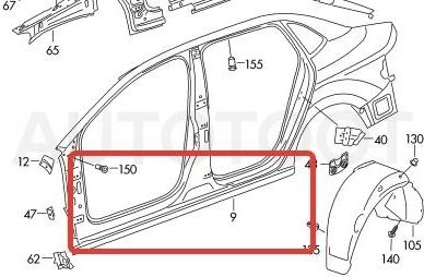 Порог левый -ST1860005 Sat для VOLKSWAGEN POLO