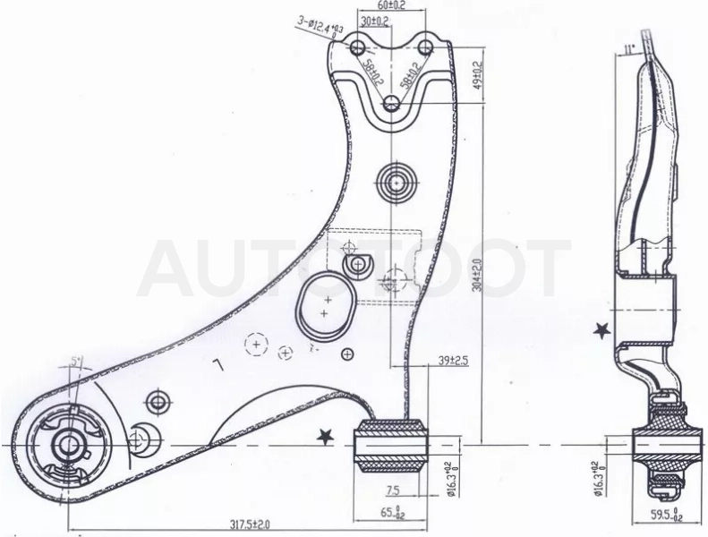 Рычаг нижний TOYOTA PRIUS 12-/COROLLA/RUMION/MARK X/AURIS/BLADE/SCION/ZELAS/LEXUS HS250H 06- LH