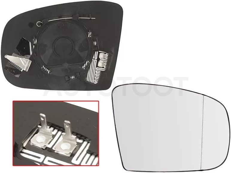 Полотно зеркала Mercedes-Benz M-Class 01-05 / GL-Class 06-09 / GLK-Class 08-12 (Справа/ Обогрев/ асферическое)