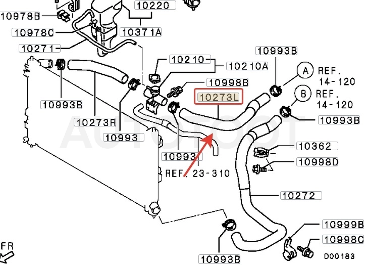 Патрубок радиатора верхний 1,8 / 2,0L -ST1370A192 Sat для MITSUBISHI LANCER