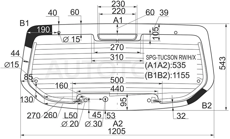 Стекло заднее (Цвет зеленый/ Обогрев) Hyundai Tucson 04-09 - Артикул SPGTUCSONRWHX - Производитель Sat - Фото, Отзывы, Цены