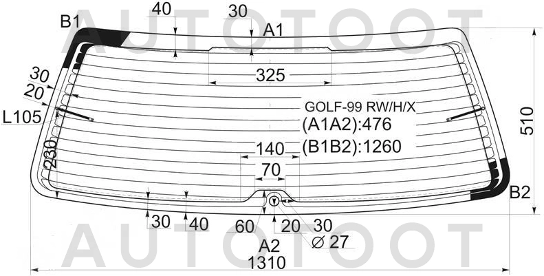 Стекло заднее (крышка багажника) с обогревом -  для VOLKSWAGEN GOLF