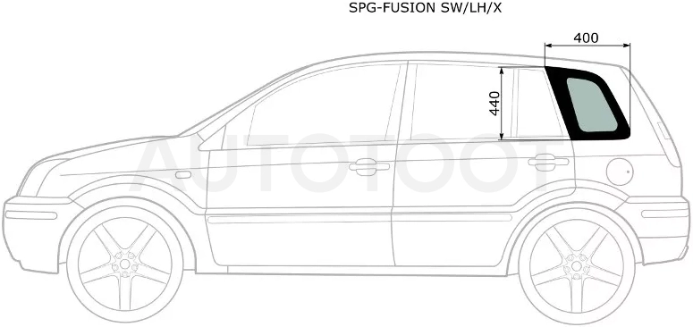 Стекло кузова боковое (не опускное) (Слева/ Цвет зеленый) Ford Fusion 02-12