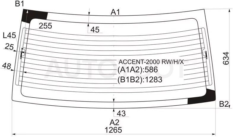 Стекло заднее (Цвет зеленый/ Обогрев) Hyundai Accent 99-12 / Verna 00-06 - Артикул ACCENT2000RWHX - Производитель Xyg - Фото, Отзывы, Цены