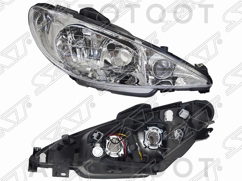 Фара правая (хрусталь) -ST5501121RLDEM Sat для PEUGEOT 206