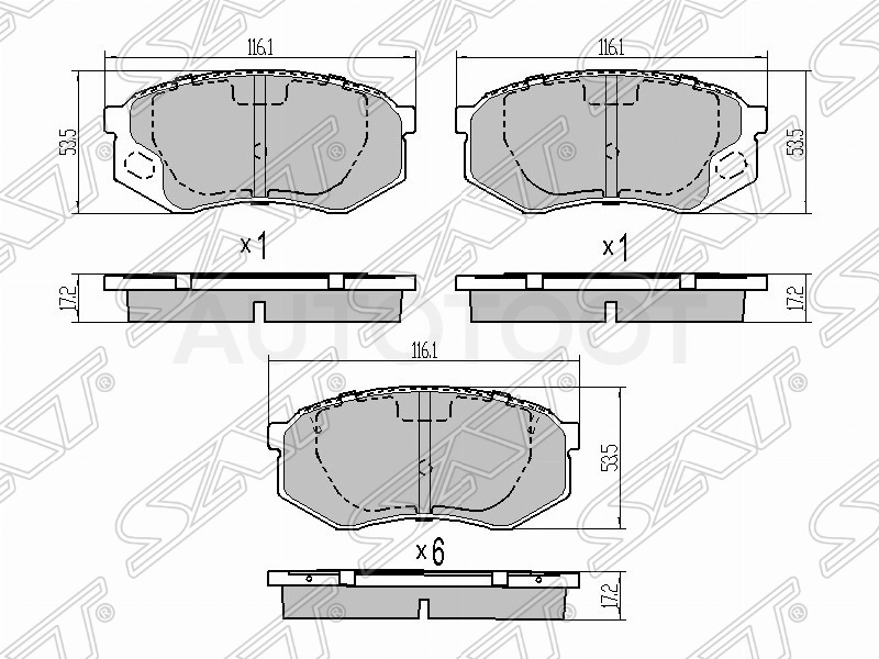 Колодки тормозные передние -STMK528486 Sat для MITSUBISHI CANTER