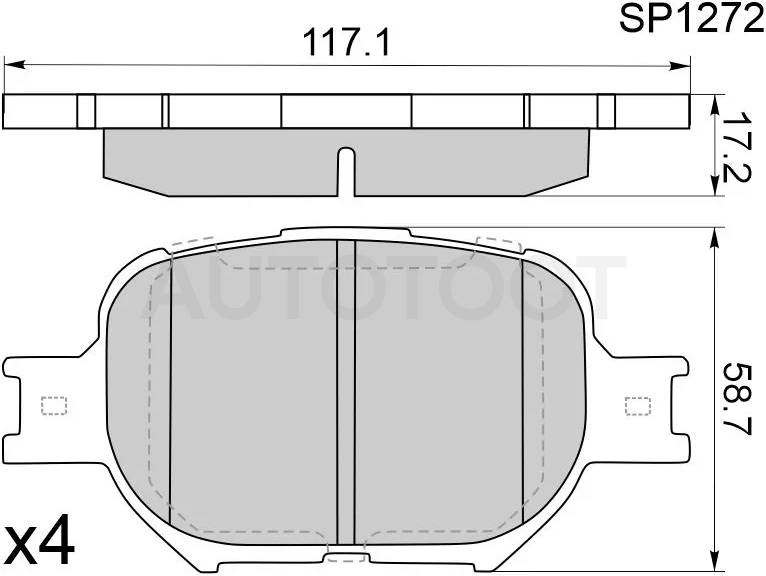 Колодки тормозные (Спереди) Toyota Allion (T260) 07-16 / Caldina (T240) 02-07 / Corolla (E120) 00-07 / Corolla Fielder (E120) 00-06