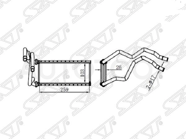 Радиатор отопителя салона -STTYU53950 Sat для TOYOTA SEQUOIA, TOYOTA TUNDRA
